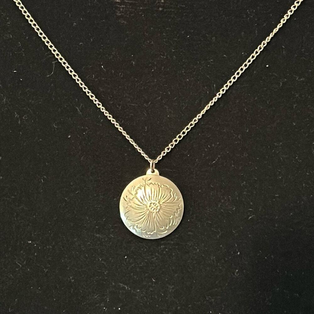 Kirk Pewter pendant chain necklace #A76  16”